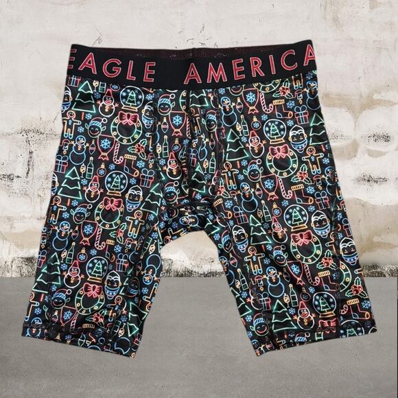 American Eagle NWOT Christmas Lights Boxer Flex Briefs Size Small - Picture 1 of 3